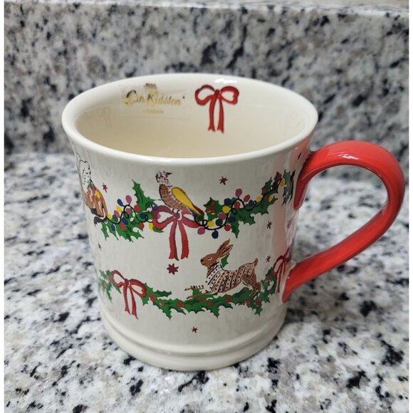 Cath Kidston Christmas Mug & Coaster Set 350ml 12fl oz Festive Design Dishwasher - Picture 2 of 6